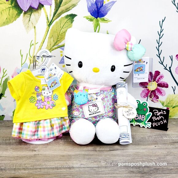 Build A Bear Hello Kitty SPRING GINGHAM Sleeper Skirt Graphic T Top Kawaii Plush - Picture 1 of 7